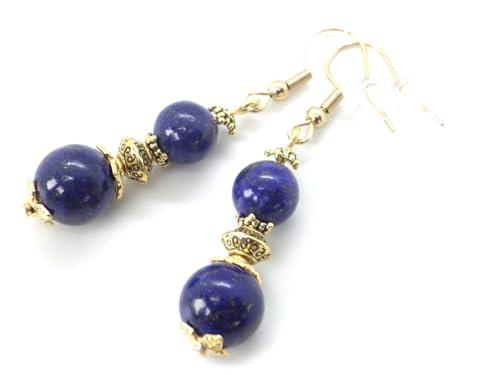 Orecchini Lapislazzuli Blu e Ottone Dorato - Fatto a Mano in Francia