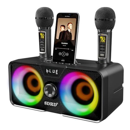 Sistema Karaoke Portatile Professionale con Doppi Microfoni Wireless e Cassa Bluetooth 20W