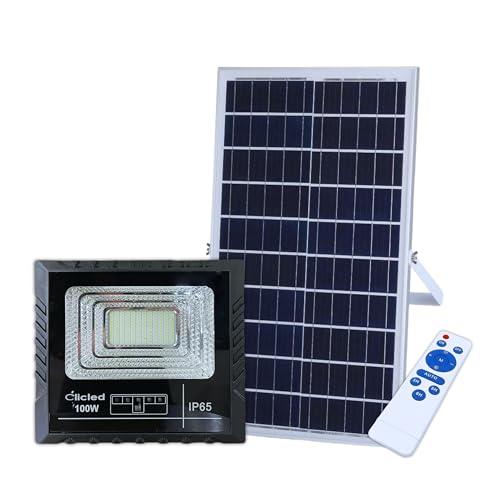 Faro LED da Esterno Solare 100W con Indicatore di Carica e Sensore Crepuscolare