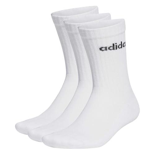 Adidas Mixte Linear Crew Cushioned Socks 3 Paia, Bianco / Nero, 40-42