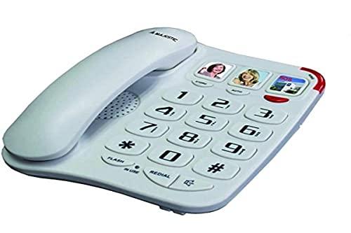 Majestic Billy 201 Bianco - Telefono Fisso con Tasti Grandi e Memorie Personalizzabili