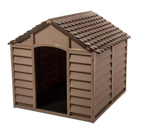 OPIROS Cuccia per Cani in Polipropilene Dog Kennel Facile da Montare (Marrone/Beige, Media - Grande)