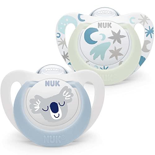 NUK Star Ciuccio per bambini 0-6 Mesi - Blu (Confezione da 2)