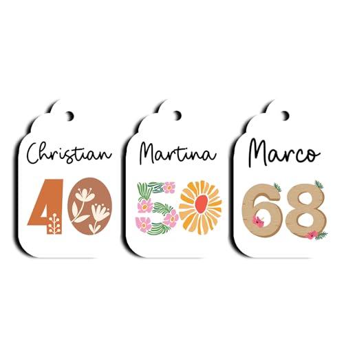 12 Cartellini Tag Personalizzati per Compleanno Adulti (18-99 Anni)
