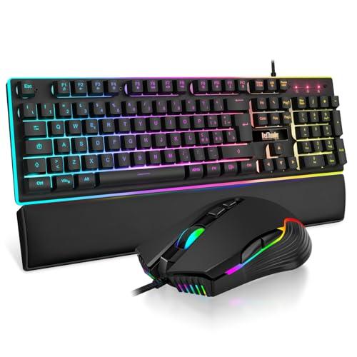 RedThunder K10 Combo Tastiera e Mouse Gaming RGB con Poggiapolsi