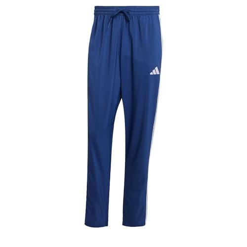 Pantaloni Adidas Uomo Essential 3 Stripes Stanford Orlo Aperto, Blu Scuro/Bianco