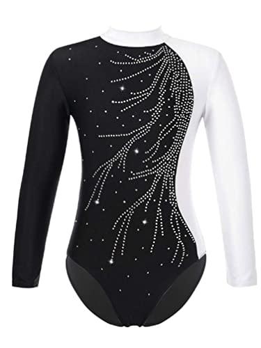 YiZYiF Ragazze Ginnastica Leotards Body Danza Classica Bambina Ginnastica Artistica Balletto Costumi Maniche Lunghe per Ragazze di 3-12 Anni Bianco 9-10 anni
