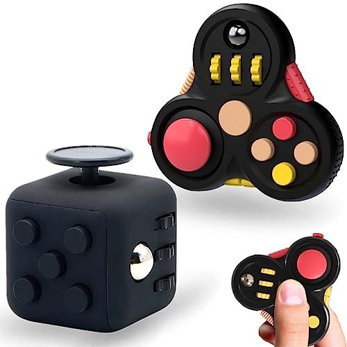 Steemjoey 2Pcs Nero Fidget Toys: Cubo e Pad Antistress per Adulti e Bambini