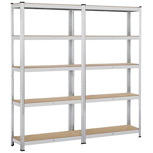 Yaheetech Scaffale in Metallo a 5 Ripiani Regolabili - Set da 2