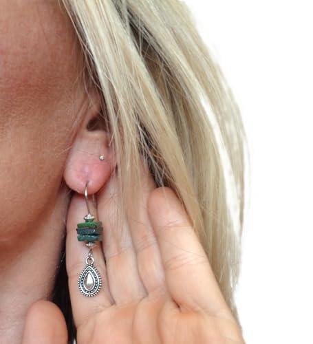 Orecchini etnici boho con madreperla verde