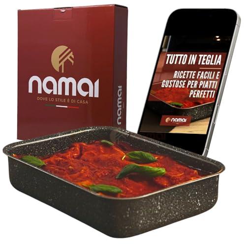 NAMAI Teglia Forno Rettangolare Antiaderente Effetto Pietra 40x28 cm