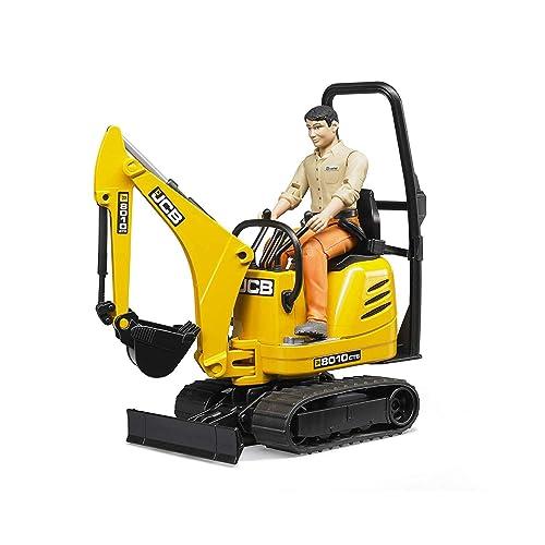 bruder 62002 - Microescavatore JCB 8010 CTS con operaio, veicolo da costruzione, miniescavatore, figura giocattolo