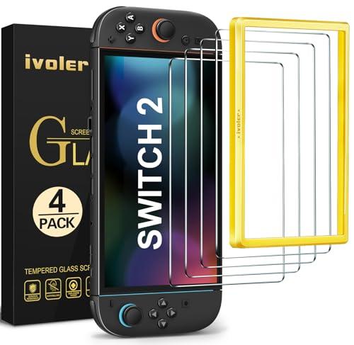 iVoler 4 Pezzi Pellicola Vetro Temperato Compatibile con Nintendo Switch 2 Model 2025, Strumento di Installazione Incluso, Pellicola Protettiva Protezione Schermo Anti Graffio