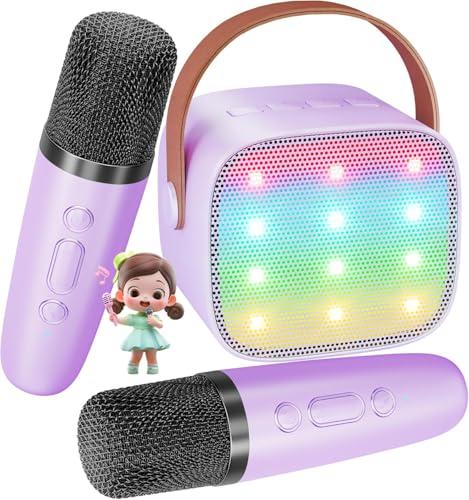 BONAOK Macchina Karaoke per Bambini con 2 Microfoni (Viola)