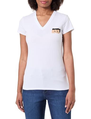 Armani Exchange Salin De Giraud, Shiny Color Contrast Logo T-Shirt, Bianco Ottico, M Donna