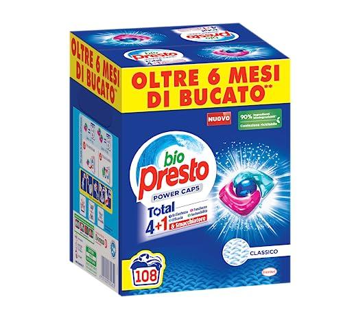 Bio Presto Power Caps Classico, Detersivo Lavatrice Predosato in Capsule, 108 Lavaggi