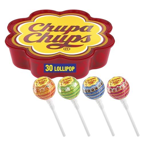 Chupa Chups Margherita, Box Regalo con 30 Lollipop Gusti Assortiti Frutta e Cola, Senza Glutine