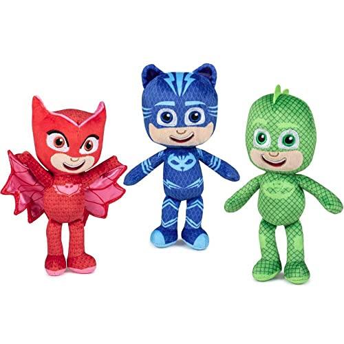 Play by Play - Set Completo 3 Peluche 35cm Personaggi Super PIGIAMINI Gattoboy + Gufetta + Geco