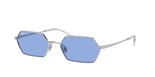 Ray-Ban 0RB3728 Occhiali da Sole Rettangolari Argento Lenti Blu