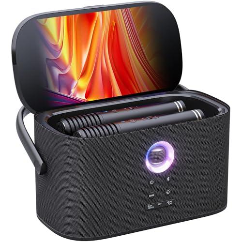 Macchina del Karaoke Portatile Ikarao Shell S2 con Schermo, 2 Microfoni Wireless e App Karaoke