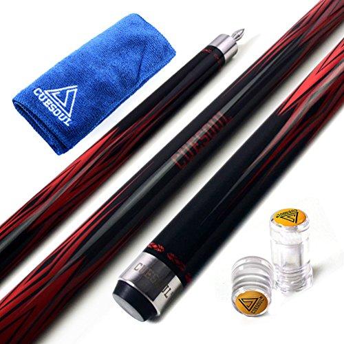 CUESOUL SOOCOO Serie 58 Stecca da Biliardo in Acero Canadese, 19 oz, Punta da 12,75 mm, con Protezioni e Asciugamano