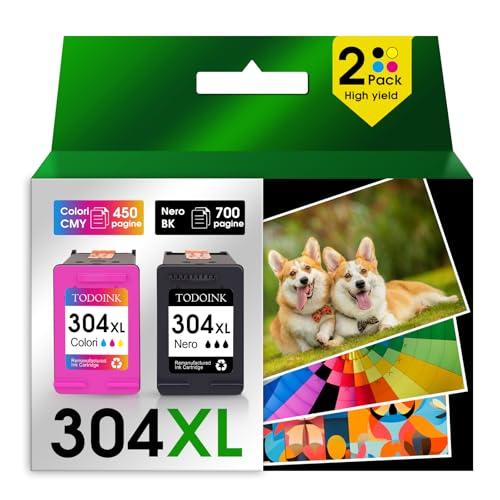 TODOINK 304XL Cartucce d'Inchiostro Nero e Colore, Compatibili con Stampanti HP Envy e DeskJet