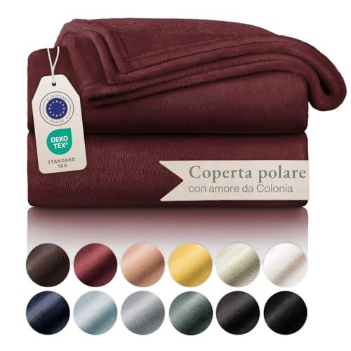 Blumtal Coperta in Pile Rosso Scuro 150x200 cm - Morbidezza e Calore Certificati Oeko-TEX®