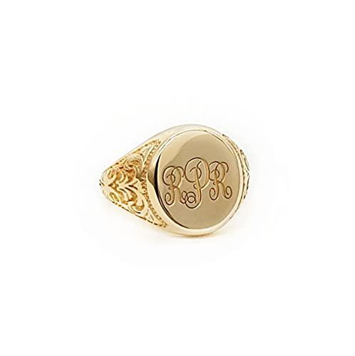 Anello Chevalier Ovale Personalizzabile in Oro Massiccio 9k, 14k, 18k - Elegant Jewel Box Unisex RN386