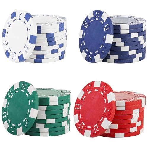 Hshenjhu 40 Pezzi Set da Poker,Chips Poker Set in Plastica Completo,Fiches Poker Nessun Valori Nominali,Poker Fiches Casinò Professionali per Feste Serate di Gioco,Texas Holdem,Bianco,Blue,Green,Red