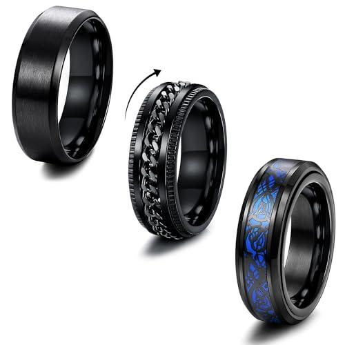 Milacolato 3 Anelli Uomo: Stile e Funzionalità in Acciaio Inossidabile