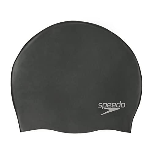 Speedo Cuffia da Nuoto Unisex Adulto Plain Moulded Silicone Cap, Nero, Taglia Unica