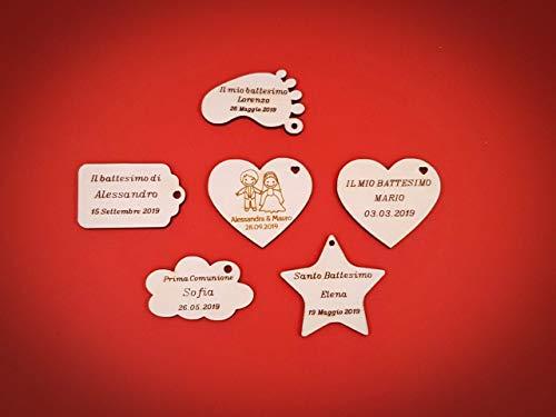 Set di Etichette in Legno Artigianali - Segnaposto e Bomboniere Personalizzabili