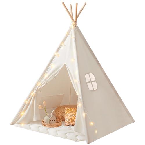 Tiny Land Tenda per Bambini Tipi con Tappeto, Luci e Borsa