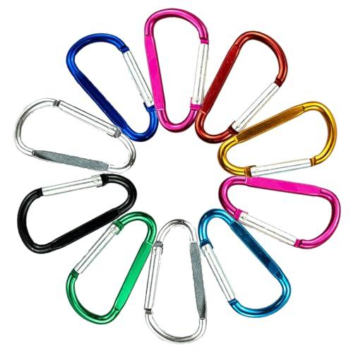 Set di 10 Moschettoni Multicolore in Alluminio con Anello a D