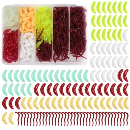 Vicloon Set di 360 Vermi Artificiali per la Pesca