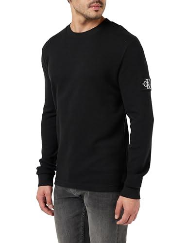 Calvin Klein Jeans Maglietta Maniche Lunghe Uomo Badge Waffle LS Tee Basic, Nero
