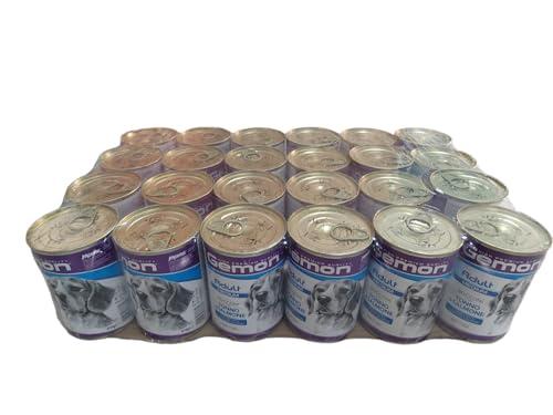 Gemon Cane Medium Adult Bocconi con Tonno e Salmone - Confezione da 24 (24 x 415 g) - Alimento Completo per Cani Adulti