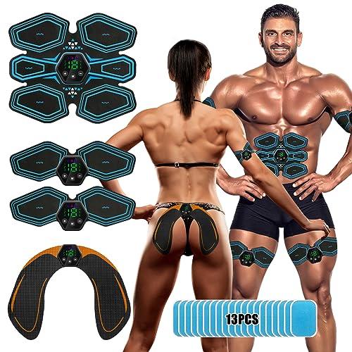 Elettrostimolatore Muscolare - Cintura Addominali Stimolatore, 6 modalità e 19 intensità, USB Ricaricabile, Elettrostimolatore Glutei/Addome/Braccia/Gambe