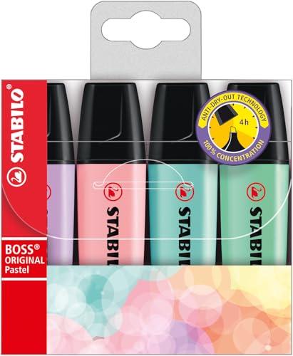 Stabilo BOSS ORIGINAL Pastel - Evidenziatore - Astuccio da 4 - Colori Pastello Assortiti