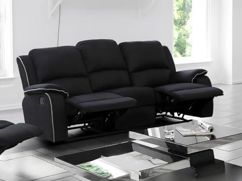 Divano 3 posti relax in microfibra Nero - HERNANI