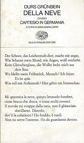 Della neve ovvero Cartesio in Germania. Testo tedesco a fronte