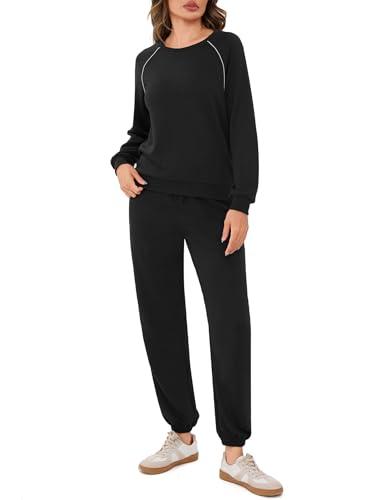 Terecey Tuta Sportiva Donna Curvy Taglie Forti Completa - Nero XXL