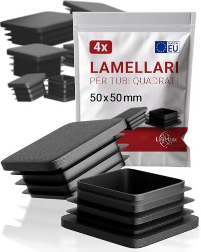LouMaxx Tappi lamellari 50 x 50 mm, neri, 4 pezzi