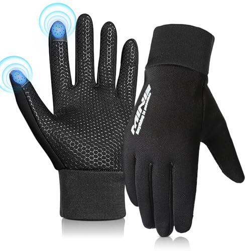 Bseical Guanti Invernali Bambino, Guanti Invernali Touch Screen, Guanti Bici Invernali MTB, Ciclismo Jogging Calcio Equitazione Alpinismo Outdoor Sport Guanti Termici per Ragazze Ragazzi Neri (M)
