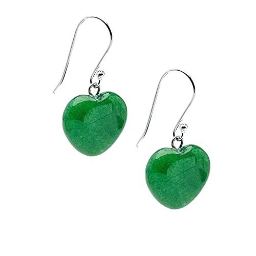 Orecchini a Forma di Cuore con Pietre Preziose e Argento Sterling 925