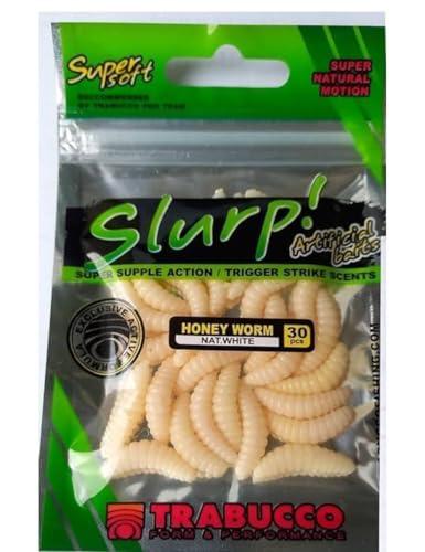 Camola Finta Esca Artificiale Gomma Pesca Trota Lago Fiume Spinning Slurp 30 Pezzi Cm. 2 (N. 3 NAT. WHITE)