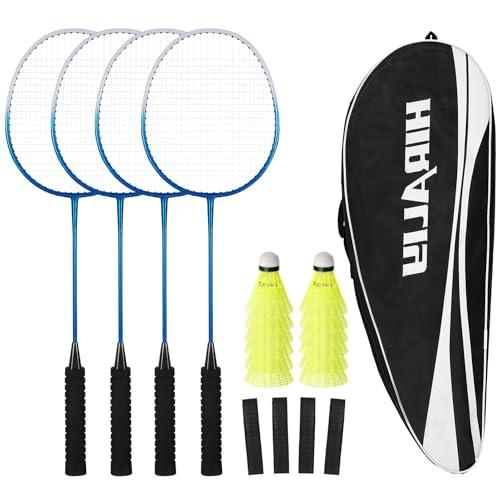 HIRALIY Set di 4 Racchette da Badminton con Volani e Accessori