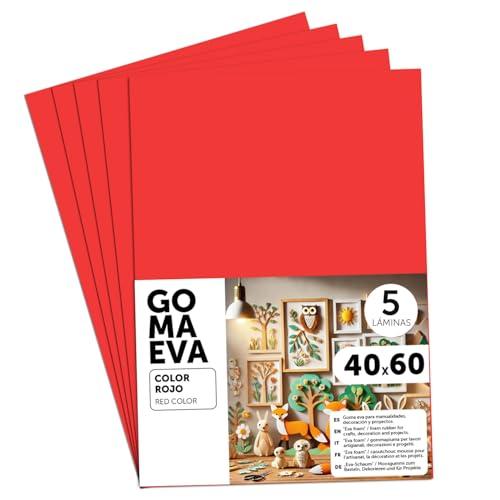 m-office Fogli di Gomma Eva Colorata, Gomma Crepla per Scrapbooking, Scuola, Cartoncini Creativi, Lavoretti, Torte Scenografiche, Scuola o Progetti Artistici 40x60cm (Rosso, 5 uds)