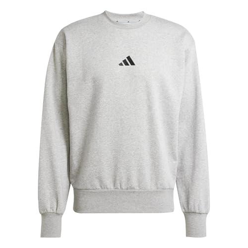 Adidas Essentials Feelcozy Felpa in Pile da Uomo, Grigio Medio Heather/Nero