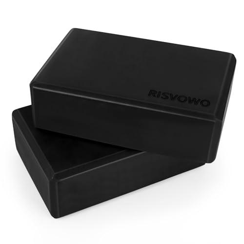 Blocchi Yoga 2 Pezzi, RISVOWO Yoga Block, Mattoncini Yoga Robusti, Schiuma Blocco Yoga in EVA, Yoga Bricks, Yoga Blocks Antiscivolo